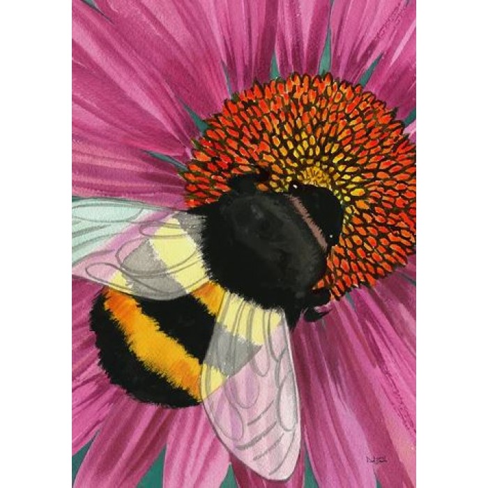 Drapeau décoratif , abeille au travail (grand 28 x 40 )