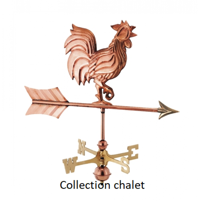 Girouette en cuivre coq qui hurle - Good directions - Drapeaux décoratifs